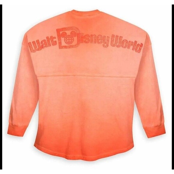 Disney Parks Walt Disney World Orange Peach Coral Ombre Glitter Spirit Jersey XS - Picture 2 of 10